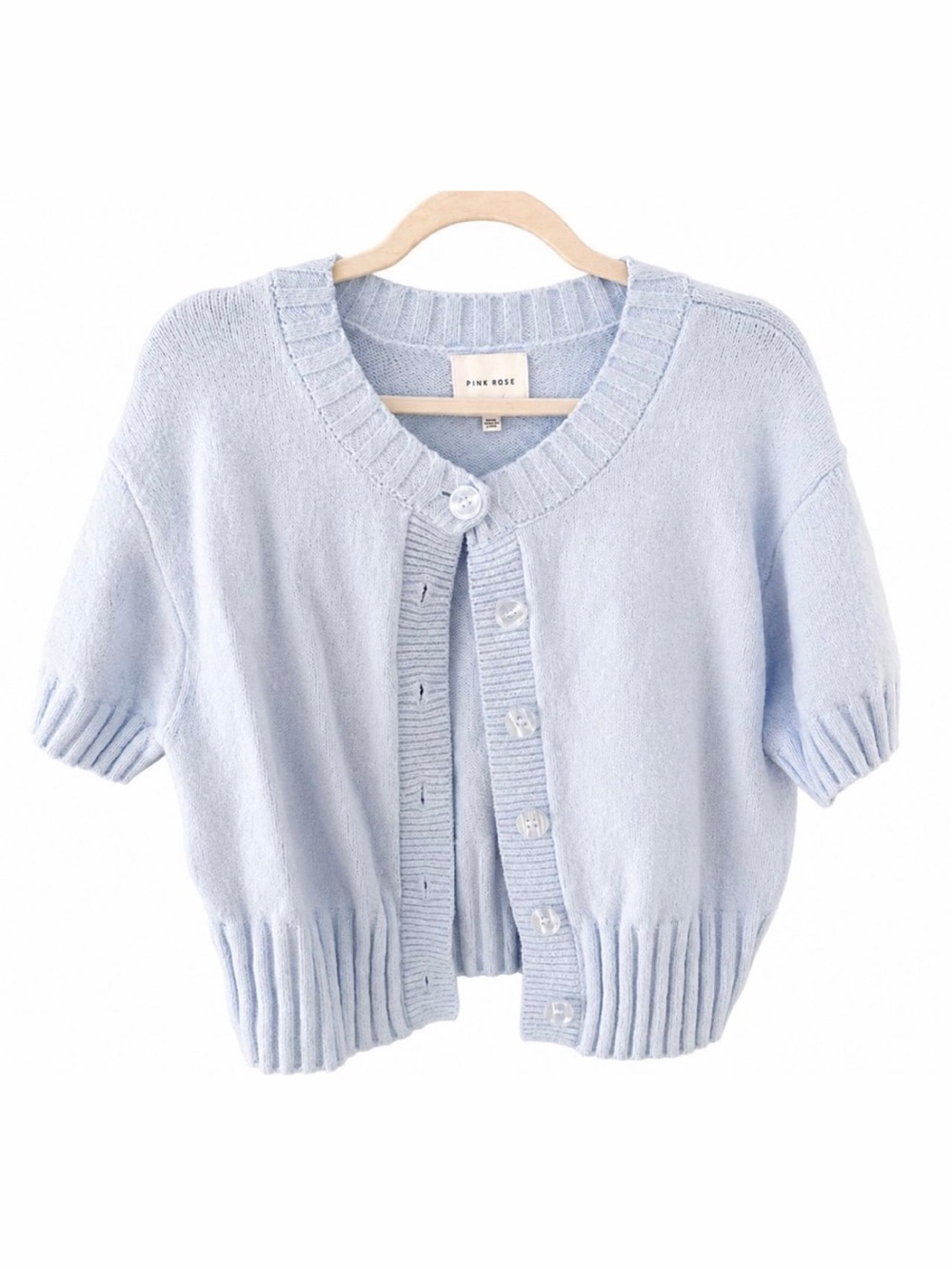 Baby Blue / Light Blue Short Sleeve Knit Cardigan